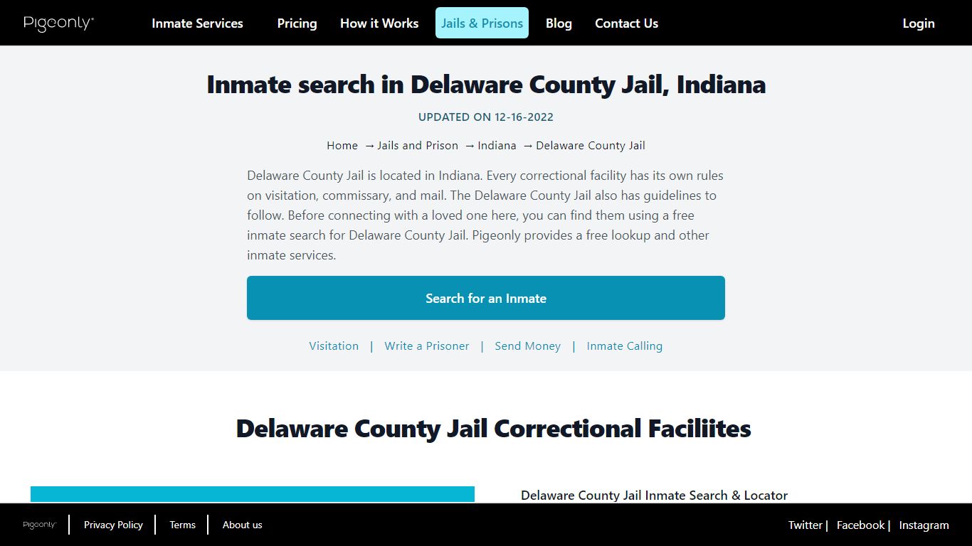 Inmate Search Delaware County Jail, Indiana | Pigeonly